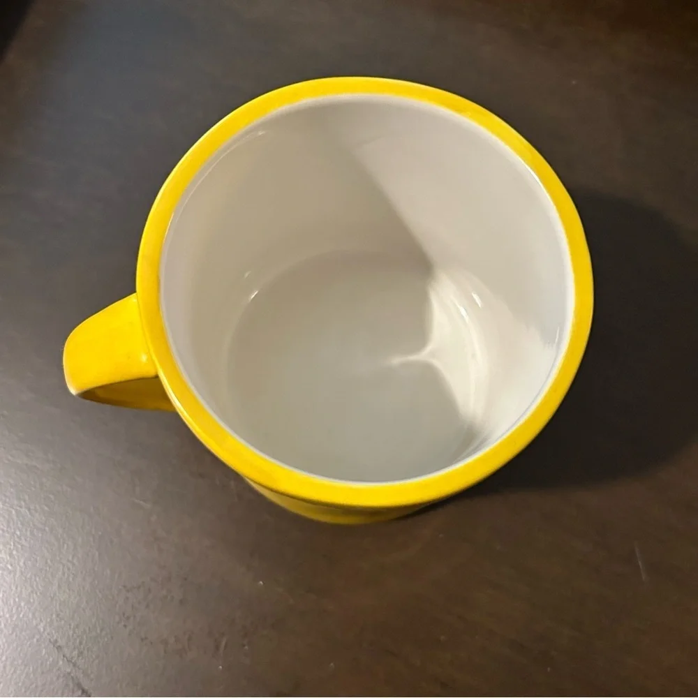 Anthropologie K Initial Mug Yellow White Monogram Hand Painted